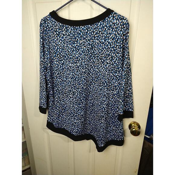 Croft & Barrow Woman XL Blouse Blue White Polkadot Asymmetrical Hemline Business - Picture 10 of 10